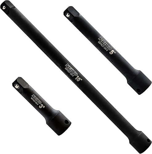 Miniatura 7 de NEIKO 00234A - Juego de barras de extensión de impacto de 38 pulgadas, hechas con acero CrV, tamaños de 3 pulgadas, 5 pulgadas y 10 pulgadas, juego