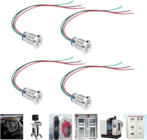Miniatura 6 de Marhynchus 4 juegos de luces indicadoras LED precableadas LED redondas, impermeables, luz de 2 colores, electrodo de ánodo común de 12-24 V 0.472 in