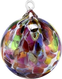 Hand Blown Glass Ornament - Suncatcher - Witches Ball - in â€œMagic Mix White Powderâ€ Dehanna Jones