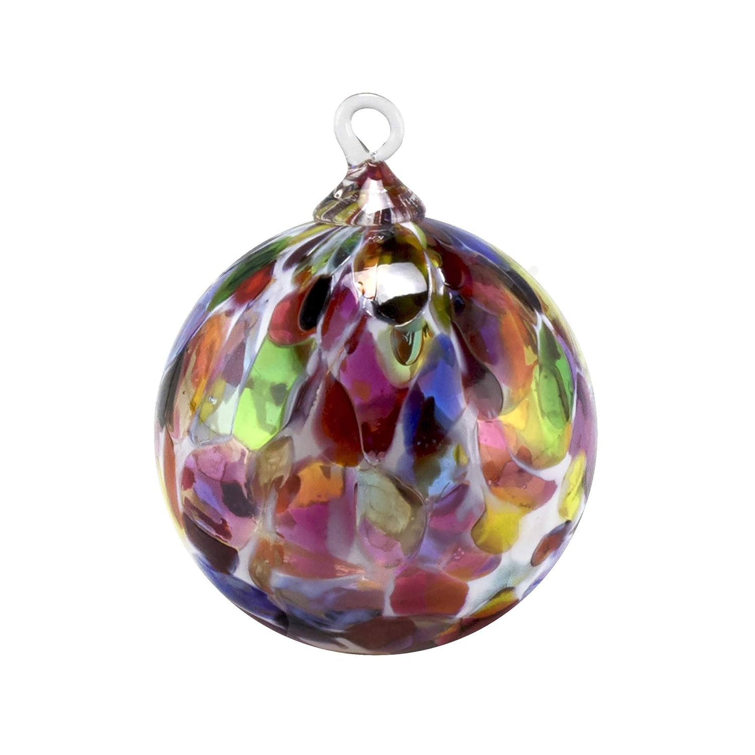 Hand Blown Glass Ornament - Suncatcher - Witches Ball - in “Magic Mix White Powder” Dehanna Jones : Handmade Products
