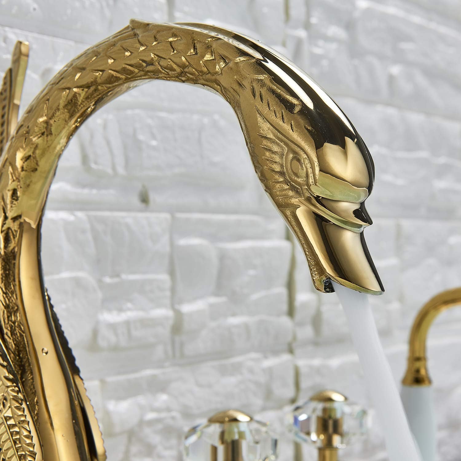 Flash Deals - 50% OFF Senlesen Deck Mount Swan Spout 5Pcs Widespread Bathtub Roman Tub Faucets with Handshower Gold Polished Promo Discount Up To 70% Off Senlesen Deck Mount Swan Spout 5Pcs Widespread Bathtub Roman Tub Faucets with Handshower Gold Polished
