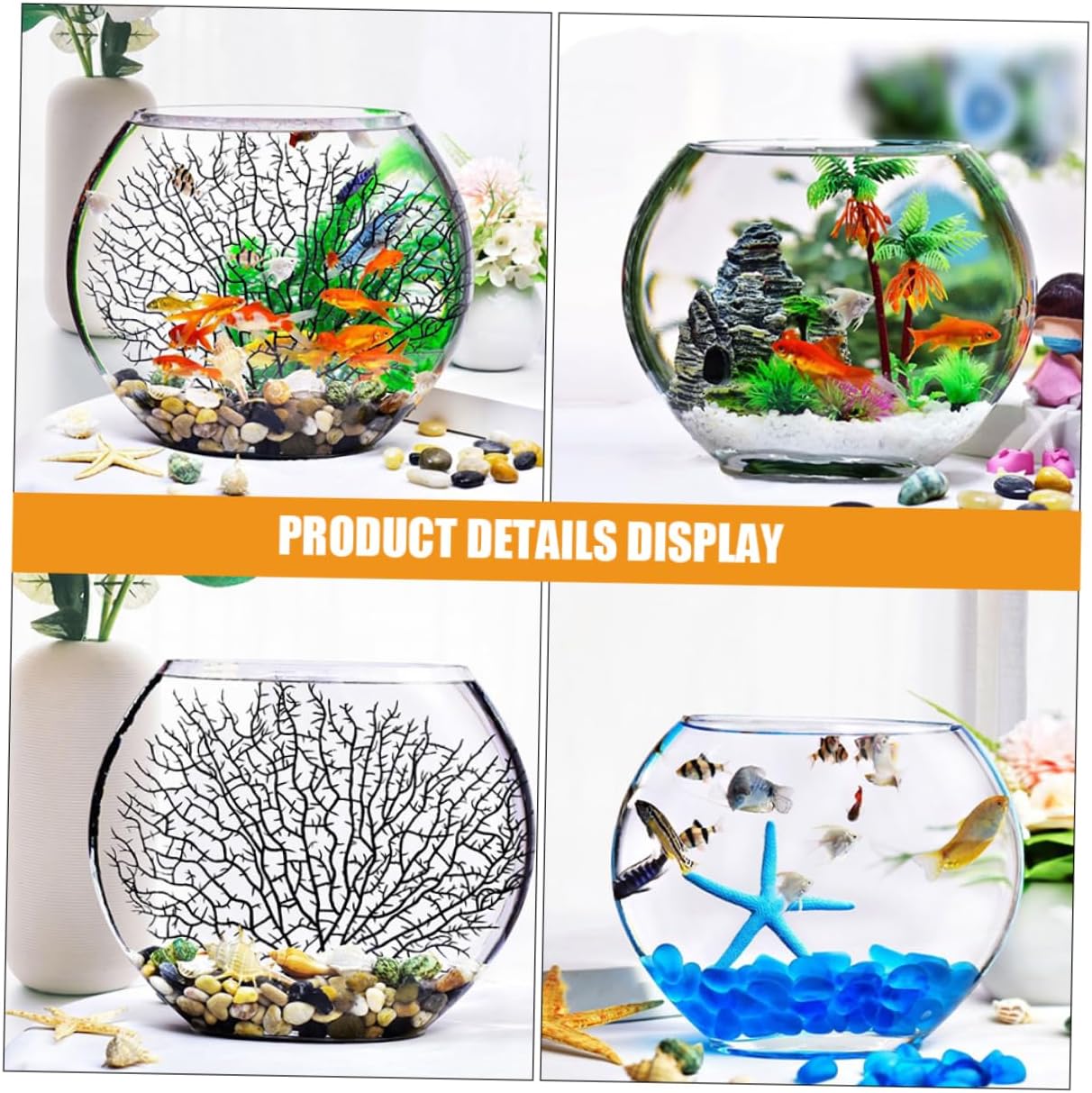 Transparent Glass Fish Bowl Planter for Tabletop Betta Tank Micro Landscape Terrarium with Ecological Bottle Design Decorative Desktop Aquarium for Home and Office Gift