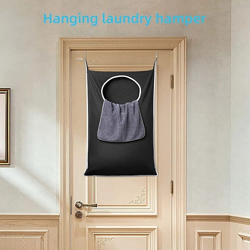 Miniatura 6 de KEEPJOY Paquete de 2 cestas de lavandería XL para colgar en la puerta, tamaño de 36.5 x 22.5 pulgadas, bolsa para puerta con apertura grande y
