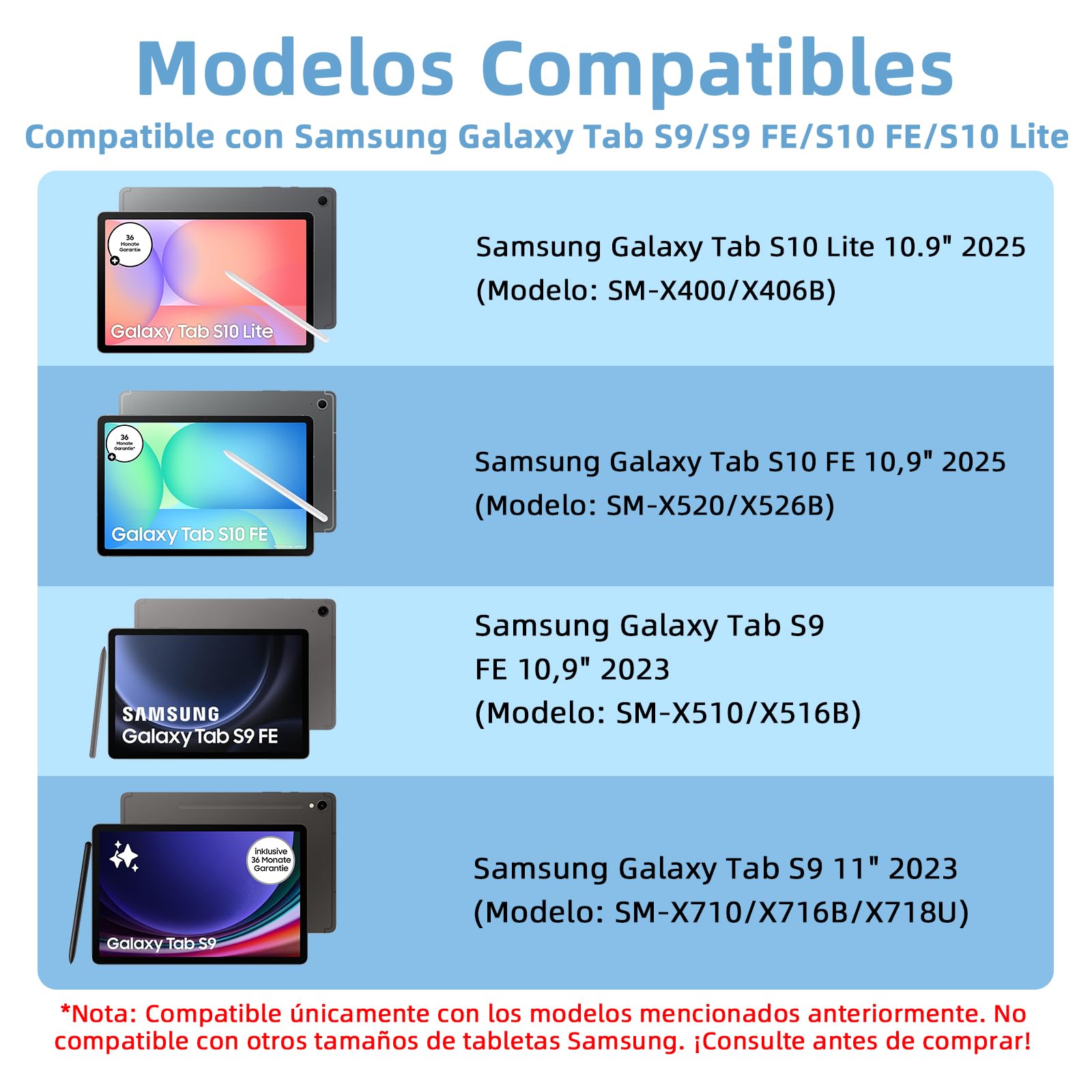 Bettdow Funda con Teclado para Samsung Galaxy Tab S10 Lite/S10 FE 10,9" 2025, Desmontable Español Ñ Teclado con Funda para Galaxy Tab S10 FE/Tab S9 FE 10,9 Pulgadas/Tab S9 11 Pulgadas, Azul