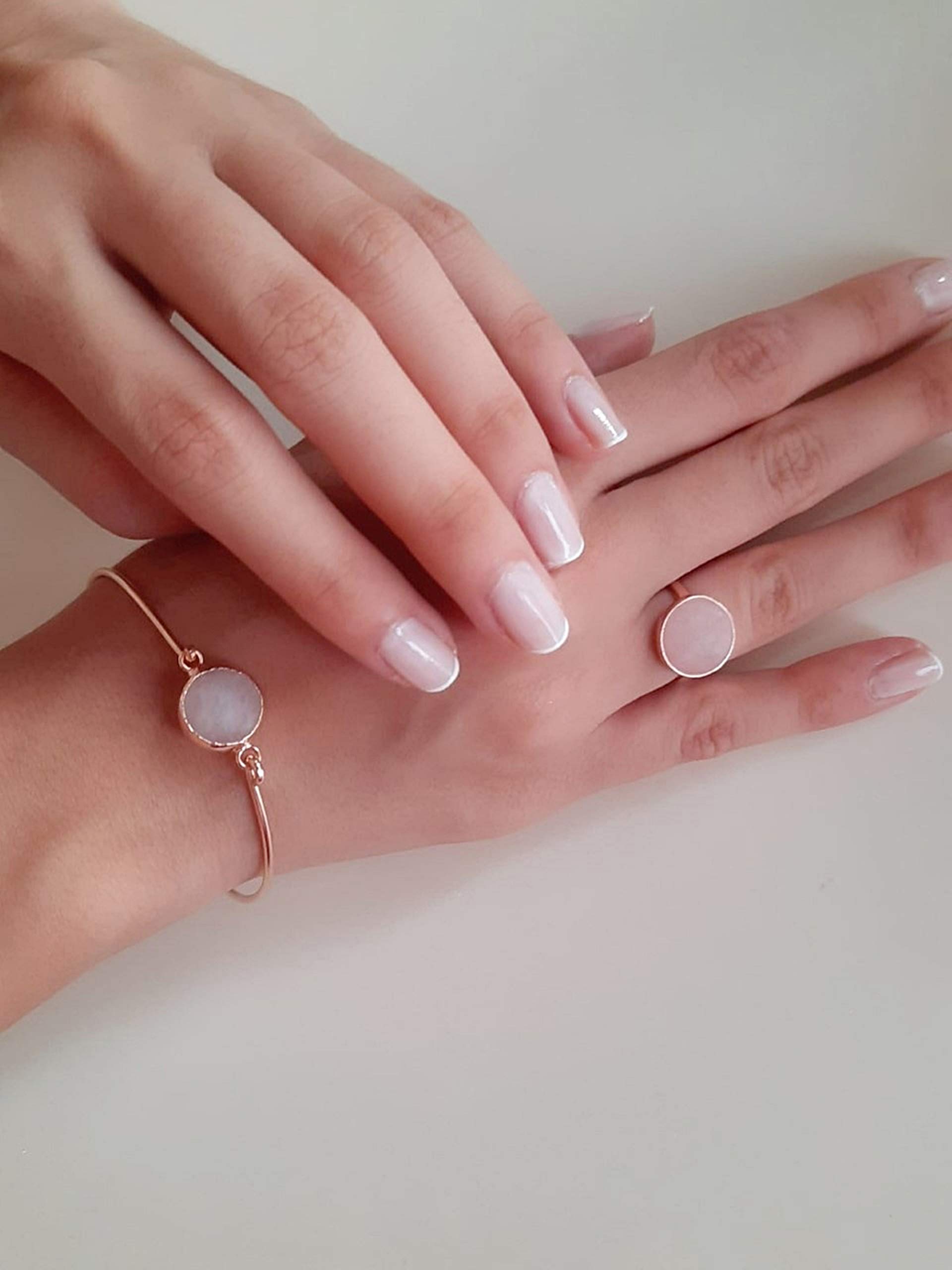 925 Silber Rosenquarz Roségold Ring Edelstein - Verstellbar - Romantisch Tolle Geschenkidee - Geschenk für Sie - Schmuck Geschenk - Handmade Geschenk