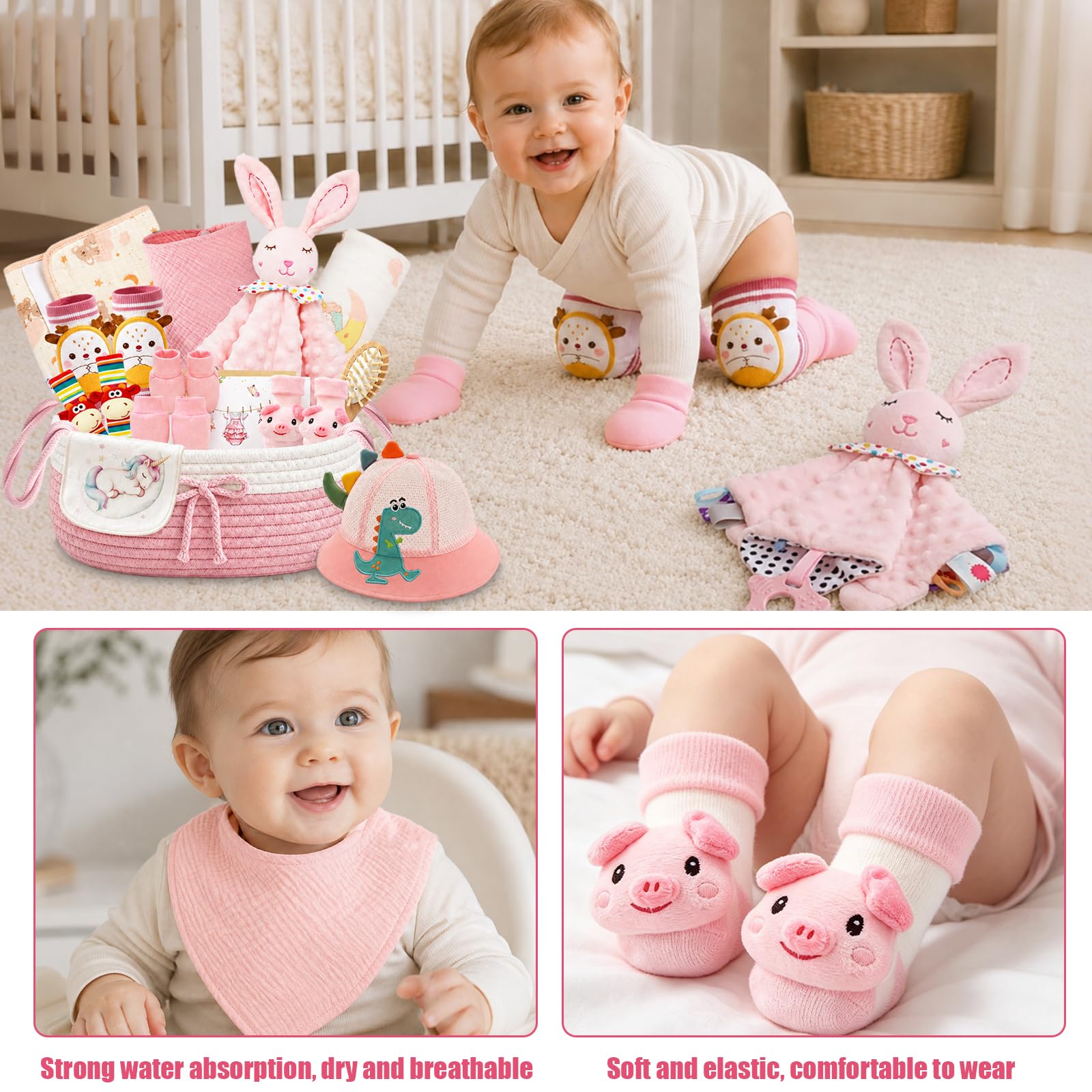 Set da 13 pezzi con regali per bambine, regalo per neonati, rosa