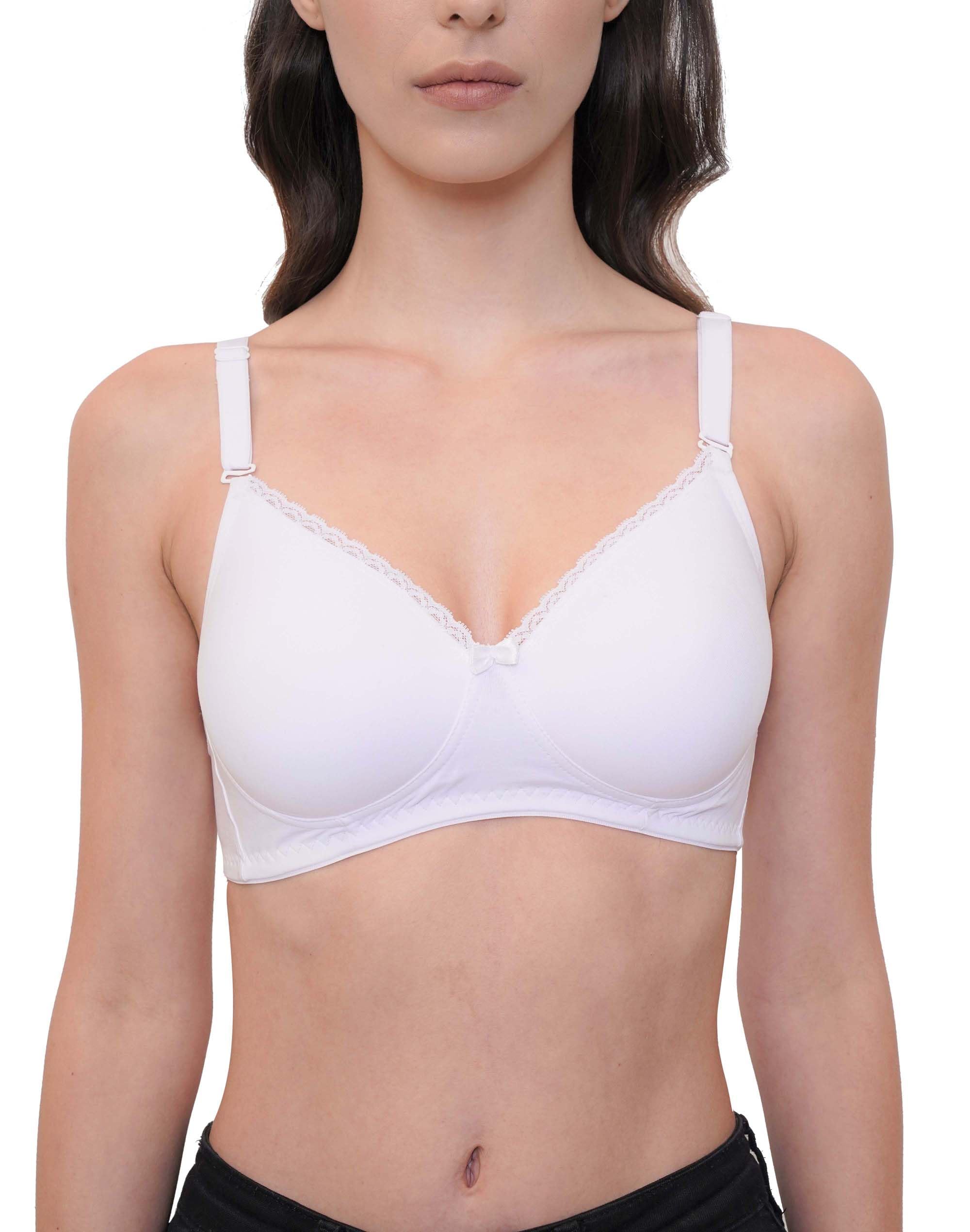 LacyLuxeWomen's Seamless Padded Non Wired Cotton Stretch Everyday Bra| Detachable Straps | Transparent Straps Included