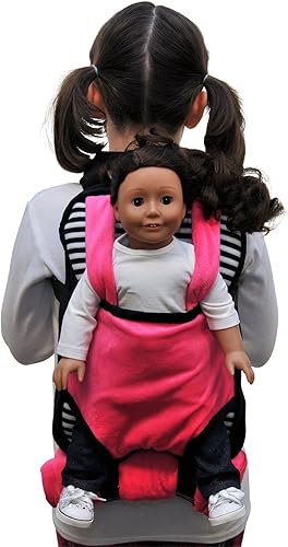 THE QUEEN'S TREASURES Mochila portadora de muñecas rosa, blanca y negra y saco de dormir para muñecas, compatible con American Girl de 18 pulgadas y