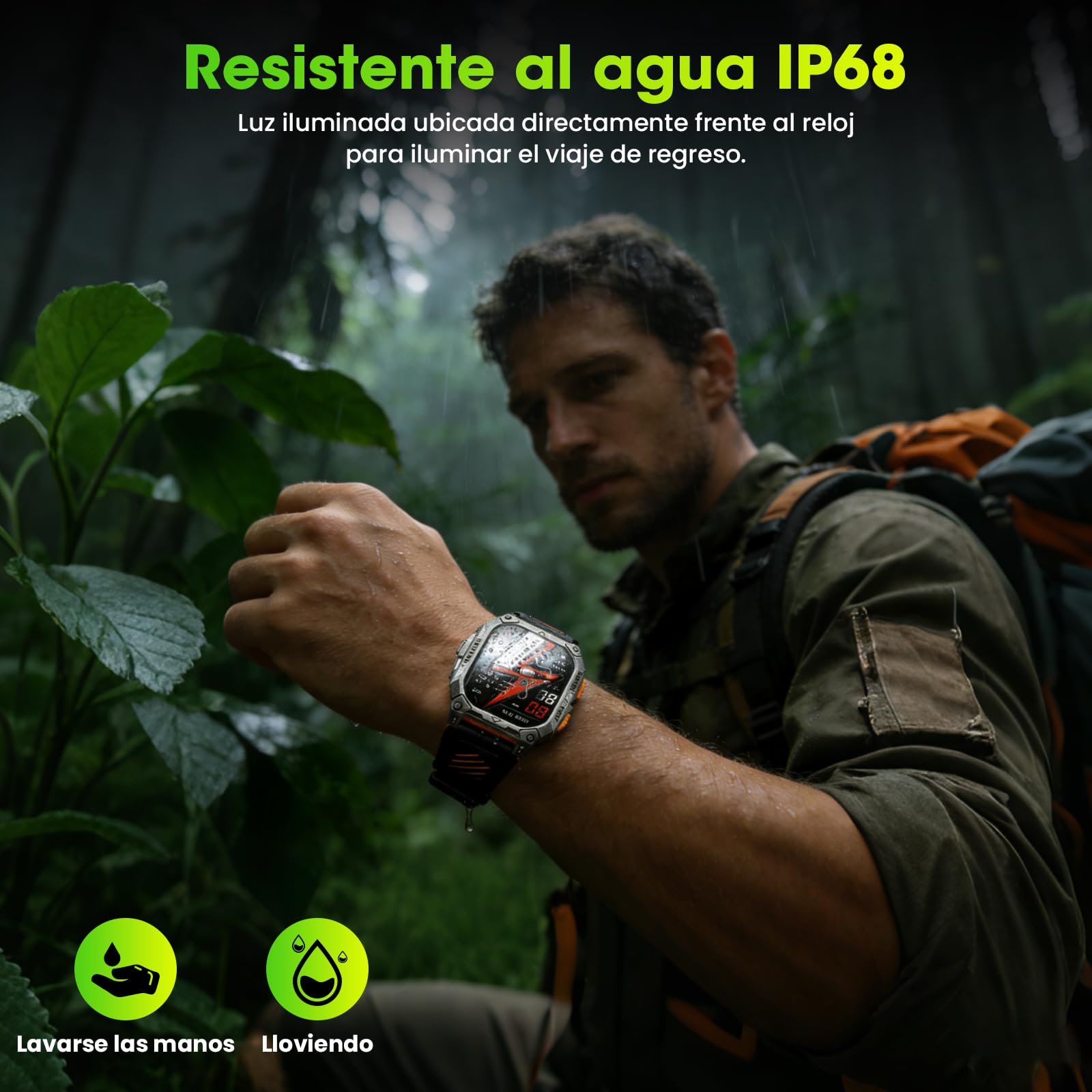 Reloj Inteligente Hombre con Linterna/1000 mAh Batería, 2.01" HD Smartwatch Militar con 110+ Modos Deportivos, Relojes Inteligentes Hombre con Bluetooth Llamadas/Monitor Sueño/Pulsómetro Android iOS