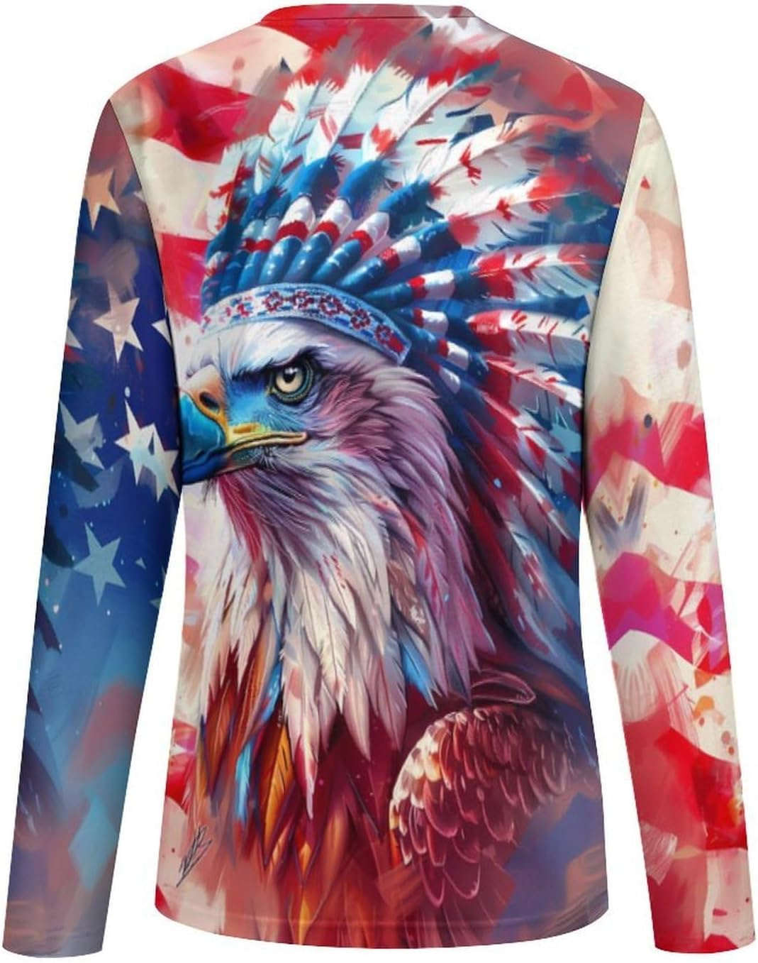 Native U.S.A Ea-gles Women's Pajama Top Sleepwear Pajamas Sleep T-Shirt Long Sleeve Shirt Crewneck Tee