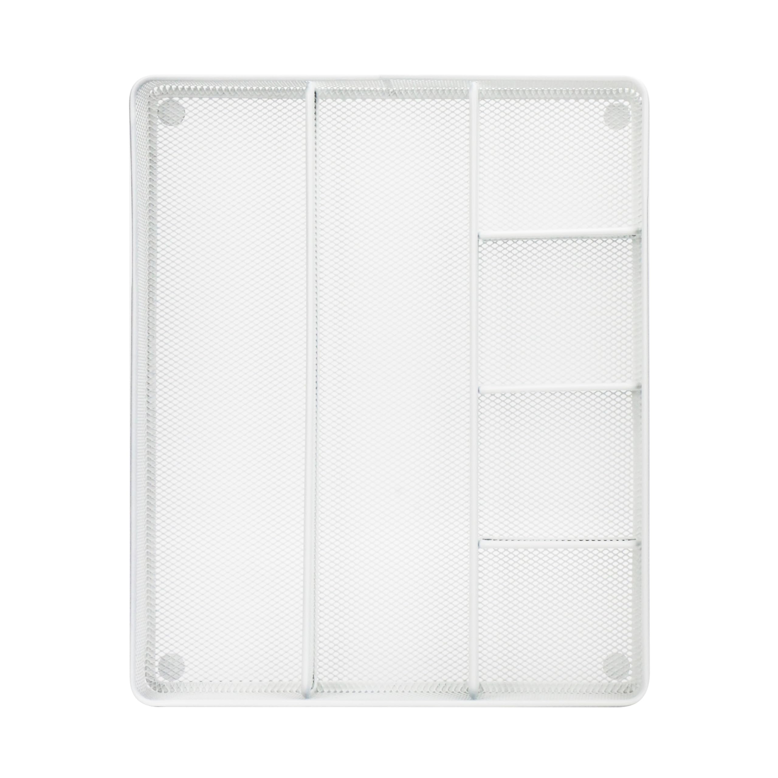 Annova Bandeja organizadora de cajones de escritorio, malla de metal, blanco