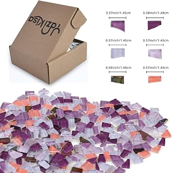 500 g Glass Mosaic Tiles Mixed Shapes Purple Crystal Pieces