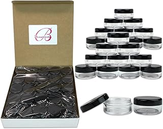 Beauticom 5G/5ML Round Clear Jars with Black Lids for Makeup Lotion Creams Eyeshadow Cosmetic Product Samples - BPA Free (Quantity: 100pcs)