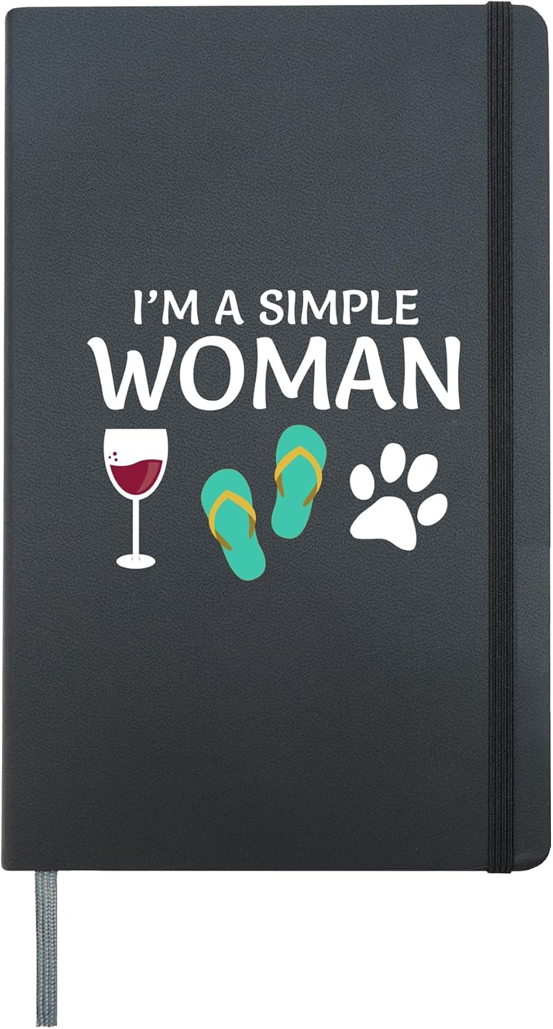 Funny Wine Beach Sandals Dog Lover Summer Gift Hardcover Journal, Black