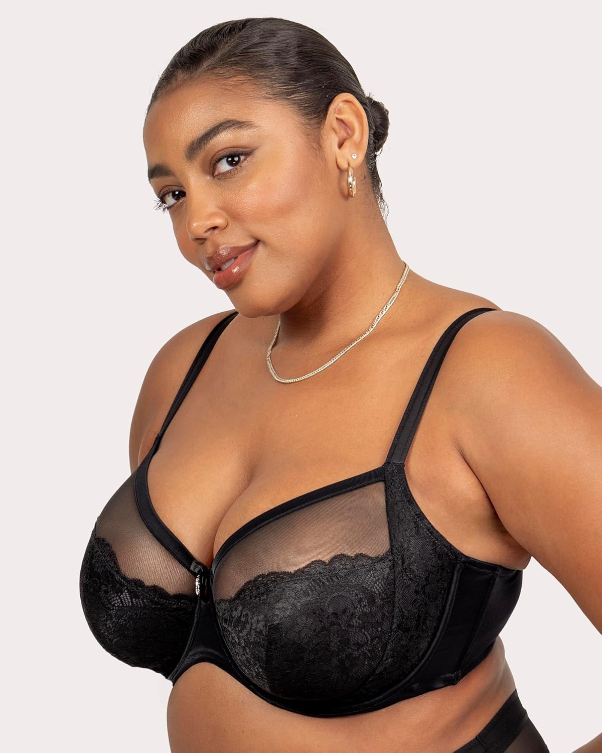 Curvy Couture Womens Luxe Lace Underwire Bra - Image 3
