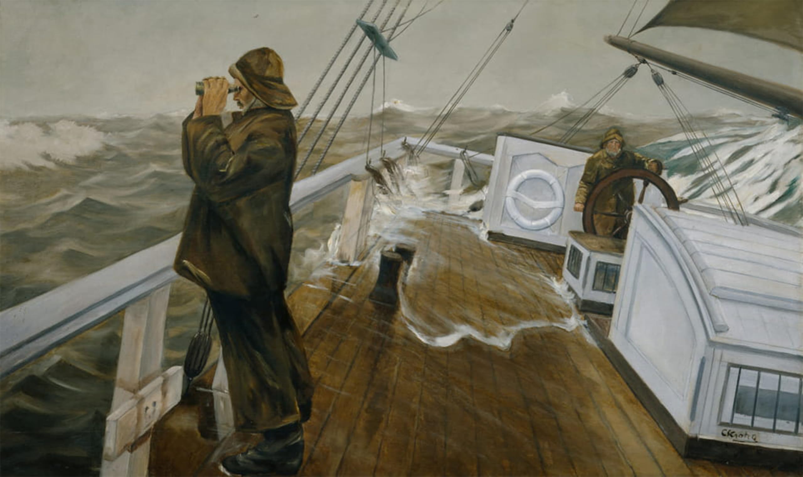 POSTERIIk Vintage Classic Picture Landscape Artwork Looking for Pilot by Christian Krohg Portrait Canvas Painting for Office Home Decor 60x90cm