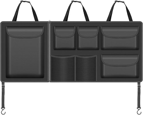 Miniatura 9 de Organizador de maletero colgante desmontable, organizador plegable para maletero de automóvil, con 7 compartimentos grandes, organizador de maletero