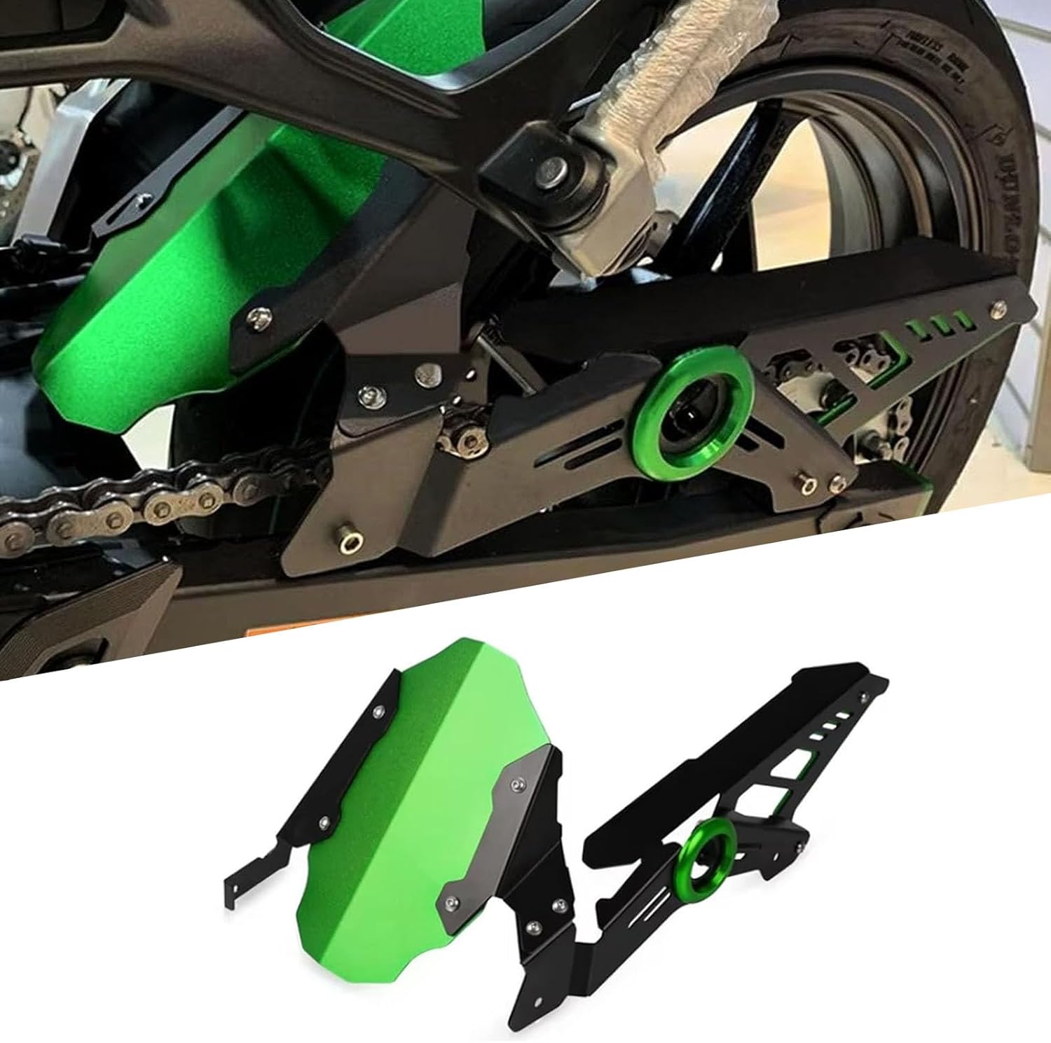 for Ninja 500 SE Z500 2024-2025 Motorcycle Chain Guard Fender Chains Guard Fairing Rear Splash Fenders ninja500 se z500 Accessories (Green)