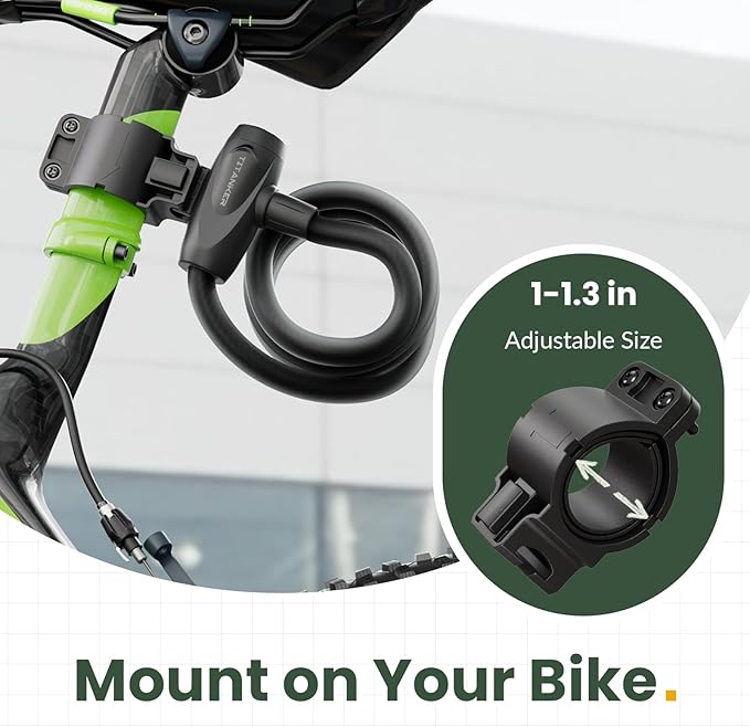 Candado para bicicleta Titanker con cable de 1/2 pulg y llaves miniatura 6