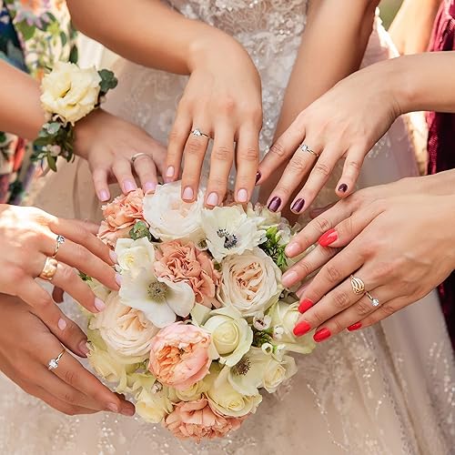 Miniatura 5 de Whaline 72 anillos de diamantes para despedida de soltera, anillos de compromiso ajustables para decoración de mesa de boda, juego de despedida de