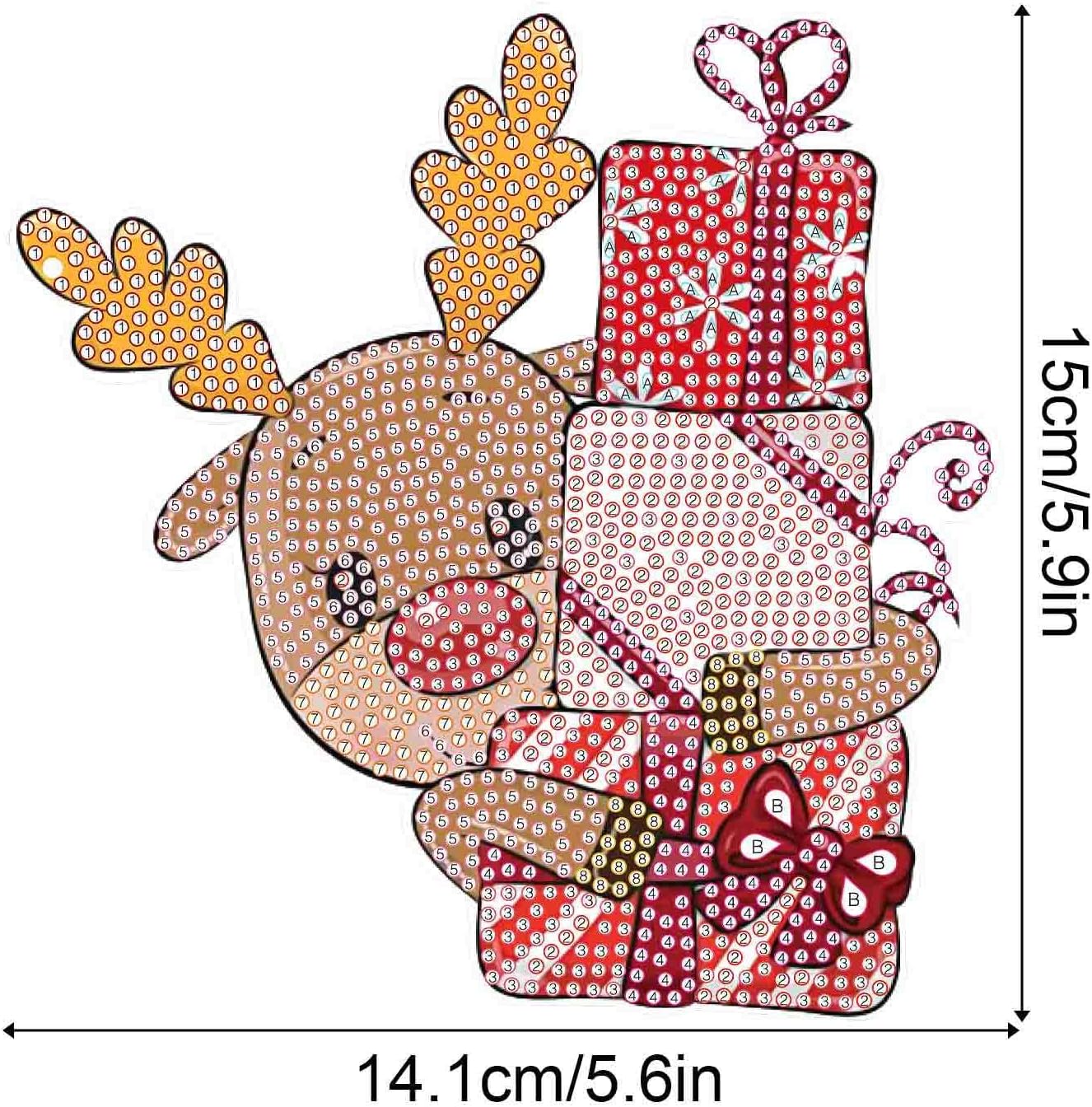 LazyFold Diamond Art Hanging Pendant Kits for Adults, Christmas Deer DIY 5D Special Shape Diamond Art Painting Pendant Kits,Gem Art Suncatchers Painting Ornament for Home Garden Wall Decor Gift image 2