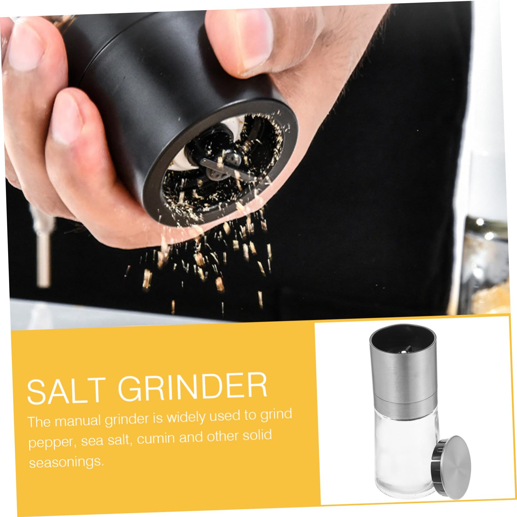 2 piezas Molino Manual de Pimienta y Sal Molinillos Recargables de Vidrio con Diseño Ergonómico para Cocina Utensilios para Especias y Condimentos