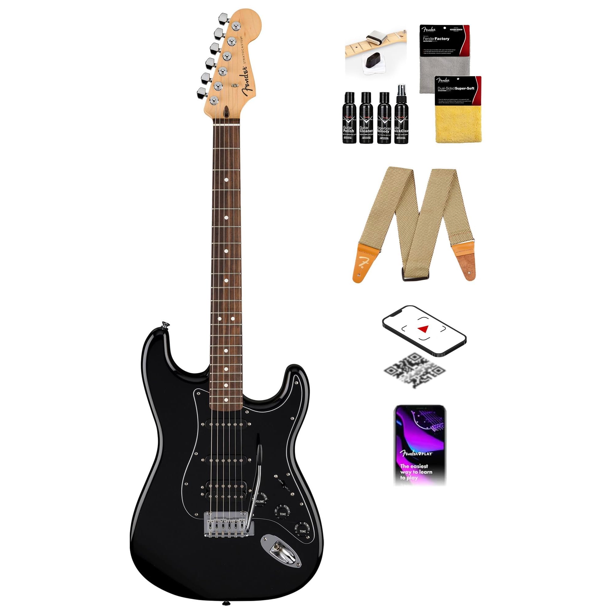 Amazon.com: Fender Standard Stratocaster HSS - Black Bundle with