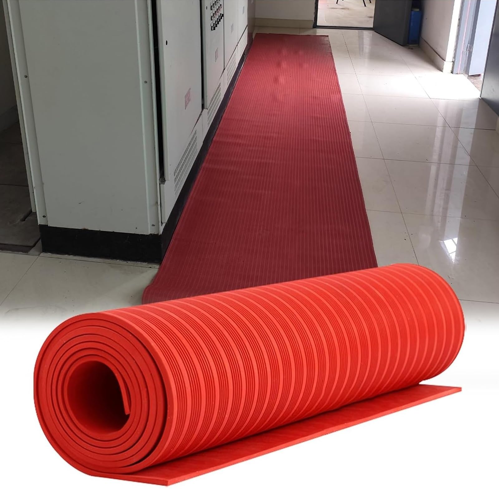 Tapis caoutchouc isolant haute tension contre les risques de choc