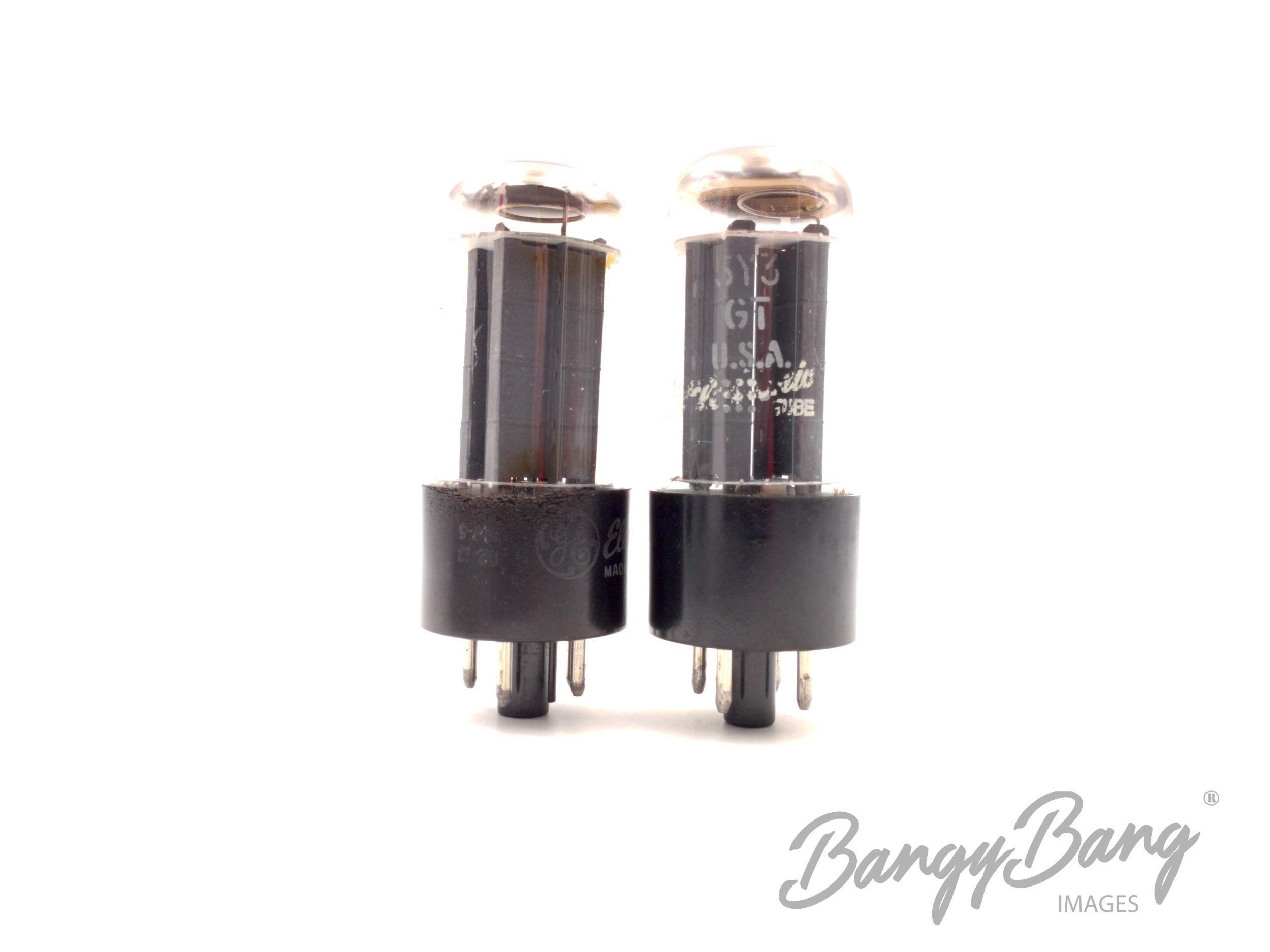 Matched Pair General Electric Grey Plate 5Y3 Rectifier Guitar Amp. Tube - BangyBang Tubes