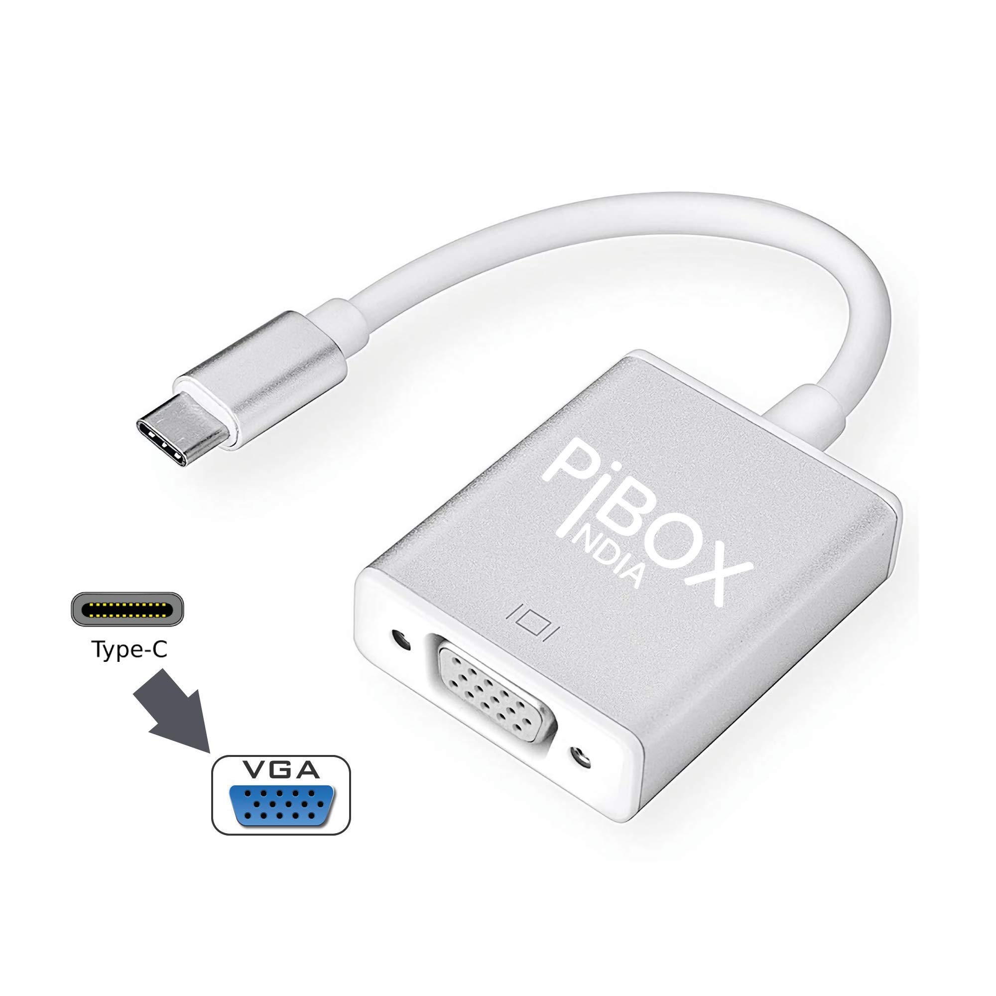 PiBOX India, USB C to VGA Adapter, Aluminium Type C to VGA Adapter, (Compatible Thunderbolt 3), USB 3.1 Type C (USB-C) to VGA Adapter, Compatible with MacBook Pro/Chromebook Pixel/Samsung Galaxy (B07SZHRYS8) Amazon Price History, Amazon Price Tracker