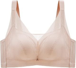 JUNK Women Sports Bra Seamless Comfort Bras Padded Ladies Tops Adjustable Strap Bralettes Vest Style Athletic Wireless Wrap Chest Crop Top for Yoga Fitness Exercise,Skin Color,L