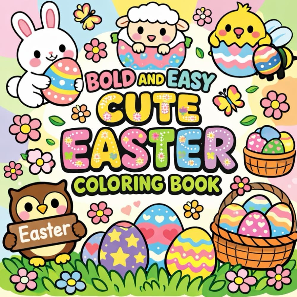 Bold and Easy Cute Easter Coloring Book