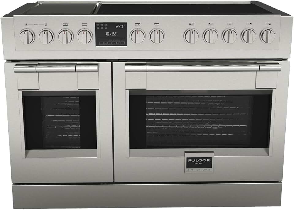 Fulgor Milano F6PIR485G1 600 Series 48 Inch Wide 6.5 Cu. Ft. Free Standing Induction Range with Griddle and Meat Probe