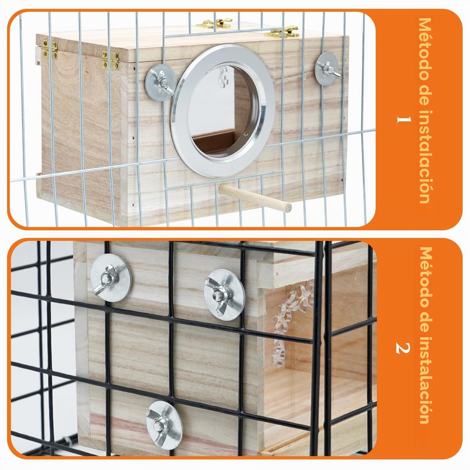 Caja nido de madera para pájaros, nido de cría de periquitos para tortolitos, caja de apareamiento para pájaros silvestres, jaula para periquitos, casa de cacatúas, gallineros