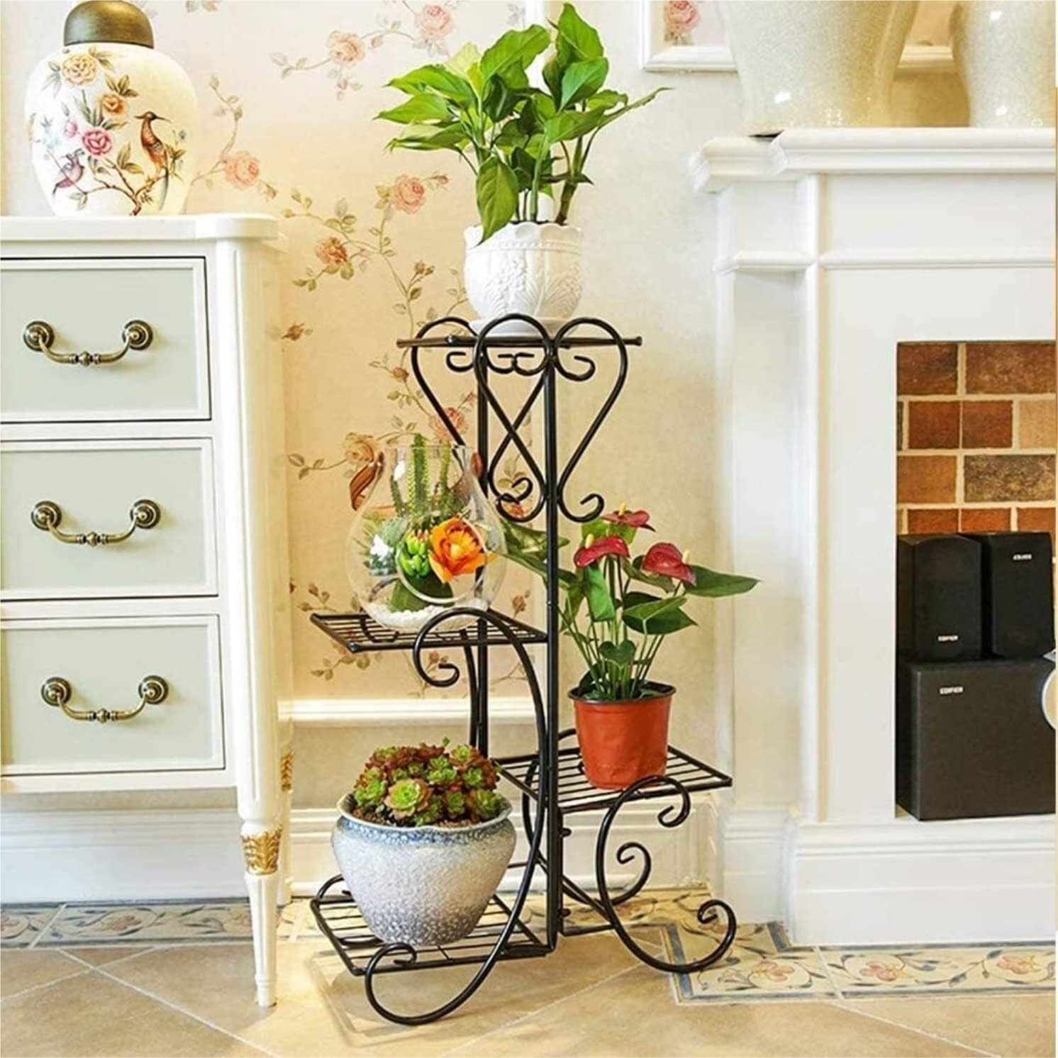 花台 植物 棚 プランタースタンド メタルプラントスタンド Ceative フラワーポットホルダー 【リビングルームフラワーシェルフ】 4段フラワース
