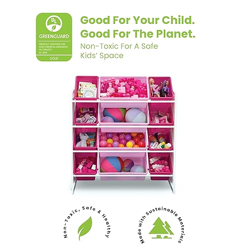 Miniatura 7 de Delta Children MySize Caja de juguetes de lujo, certificado Greenguard Gold, chocolate oscuro y organizador de almacenamiento de juguetes para niños