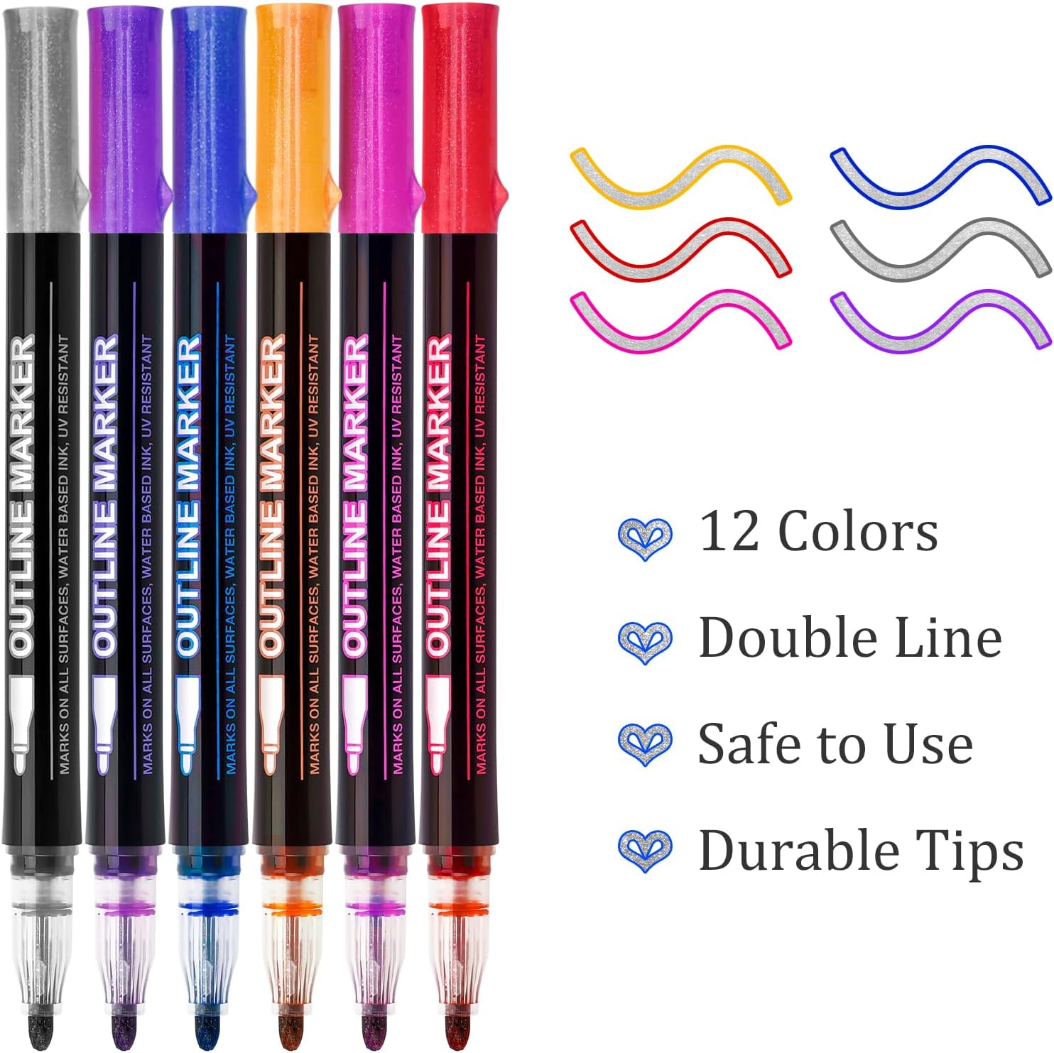 Easter Basket Stuffers for Teens: Teen Girl Gifts Trendy Stuff 12 Colors Shimmer Markers Outline Pen for Birthday Gifts for 5-12 Year Old Boys Girls Teens Party Drawing Art Supplies