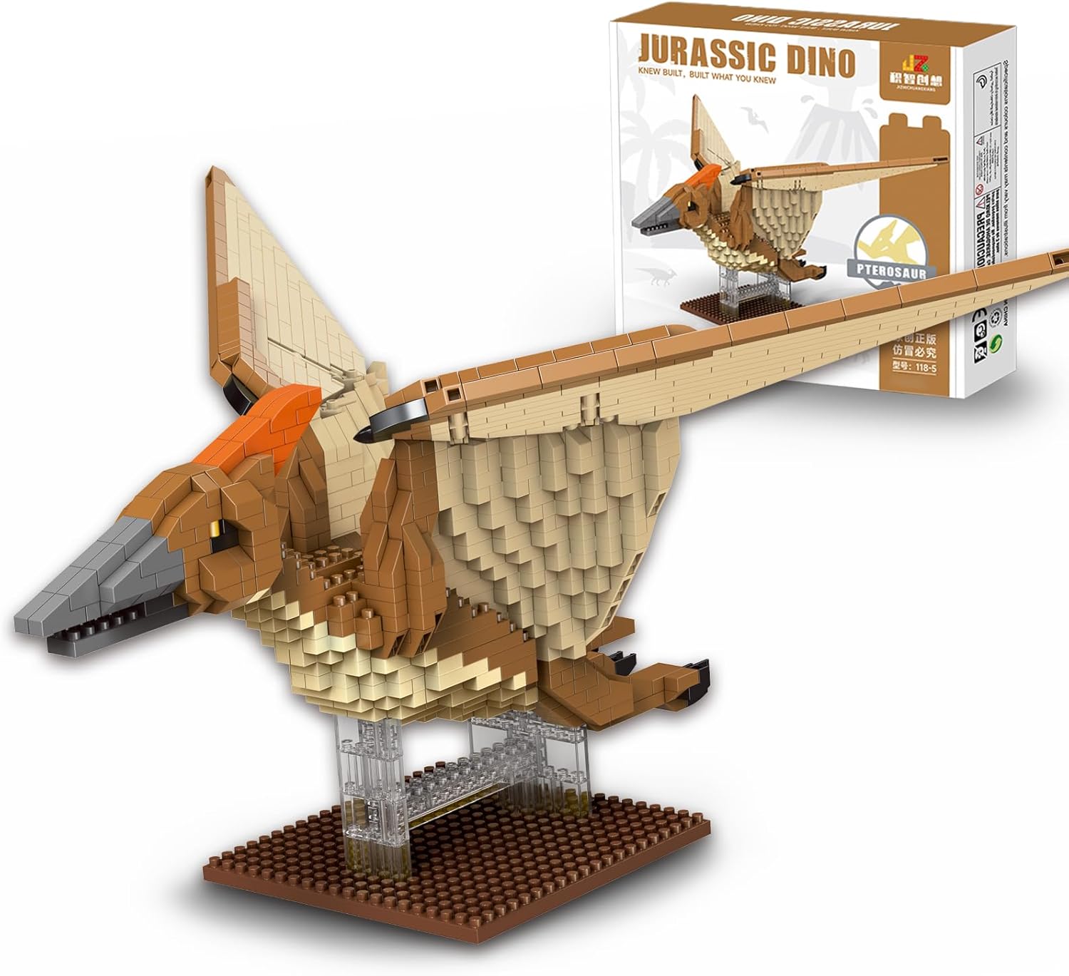 Raptor Dinosaur Building Sets Easter 870 PCS Micro Bricks Dino Model with Display Base Creative Dinosaur Build Display Christmas Birthday Ages 14+