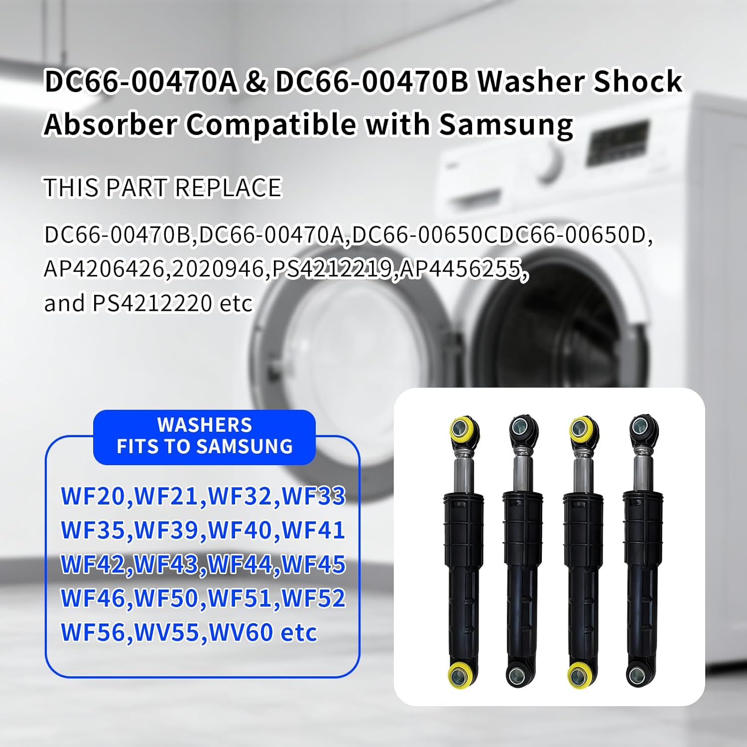 MealFlow Pro DC66-00470A & DC66-00470B Washer Shock Absorber Compatible with Samsung Washing Machines Replace DC66-00650C DC66-00650D AP4206426 AP4256455 PS4212219 2020946
