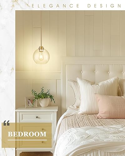 Miniatura 7 de AD-22280-2PL-GD - Paquete de 2 luces colgantes para isla de cocina, 8 pulgadas doradas con pantalla de vidrio transparente, iluminación moderna de