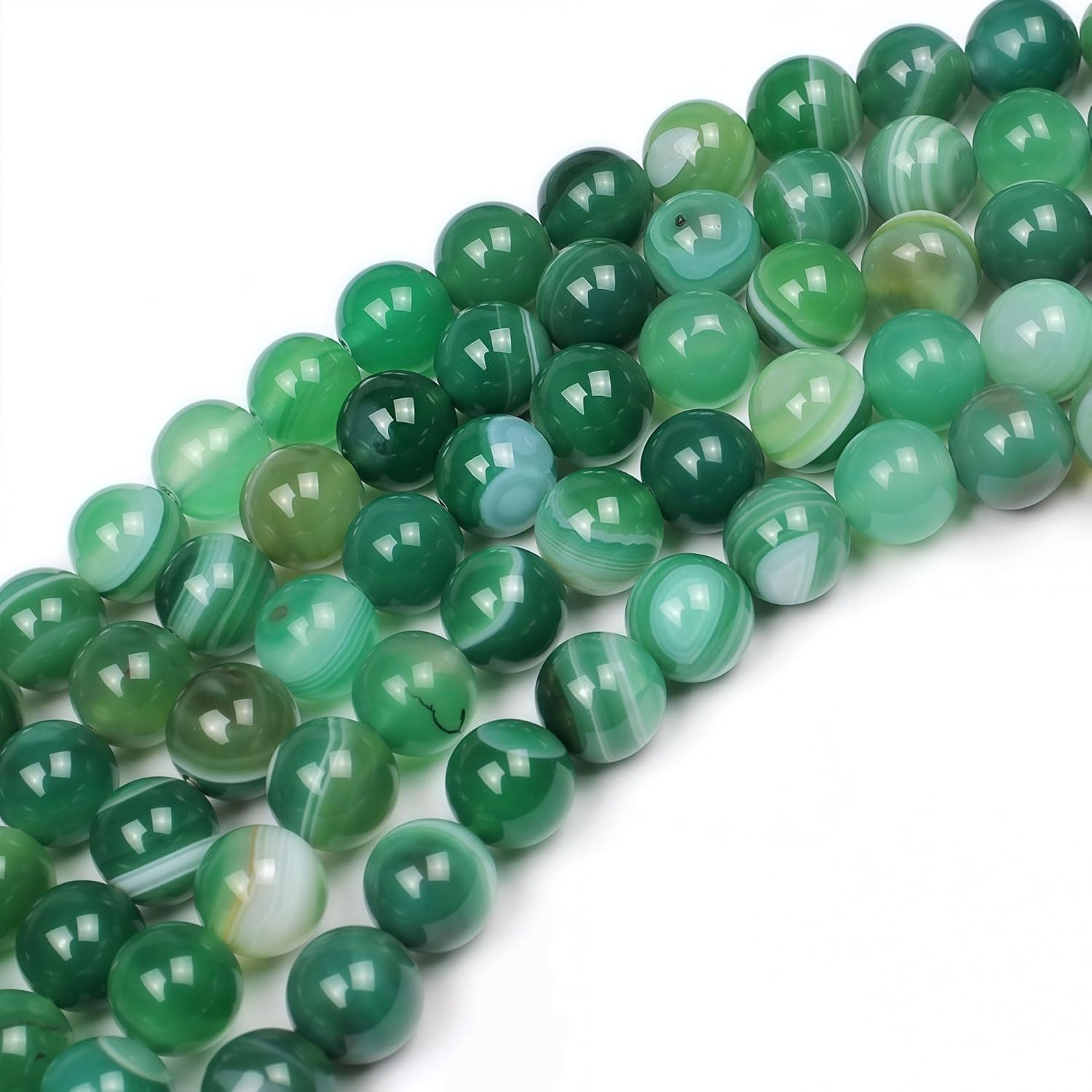 MJDCB Natural Stone Beads Green Striped Agate Round Loose Beads for Jewelry Making DIY Bracelet Necklace (6mm) - Image 5