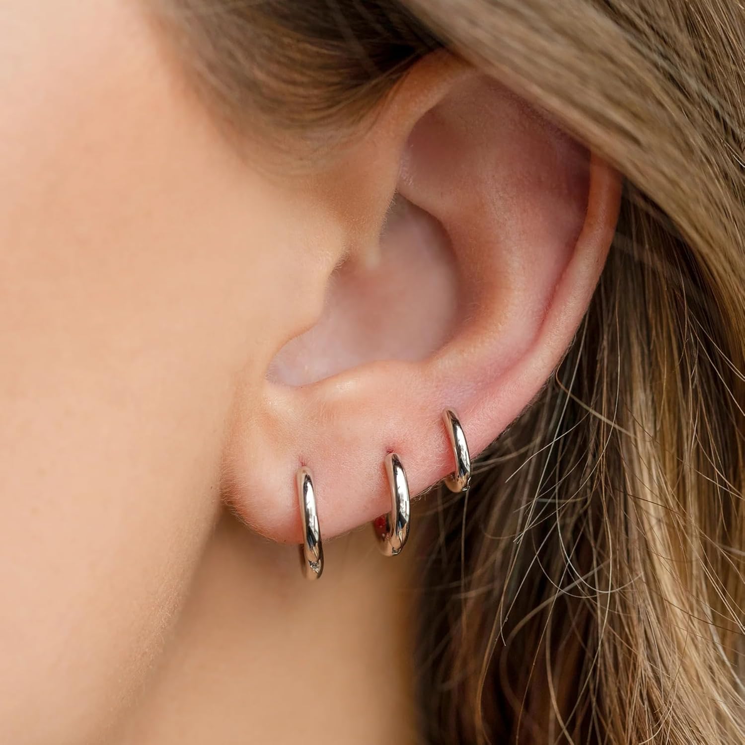 316L Surgical Stainless Steel Hoop Earrings Set for Women 6mm 8mm 10mm 12mm Hypoallergenic Lightweight Cute Mini Cartilage Helix Targus Conch Rook Lobes Sleeper Everyday Earrings for Multiple Piercing - Image 2