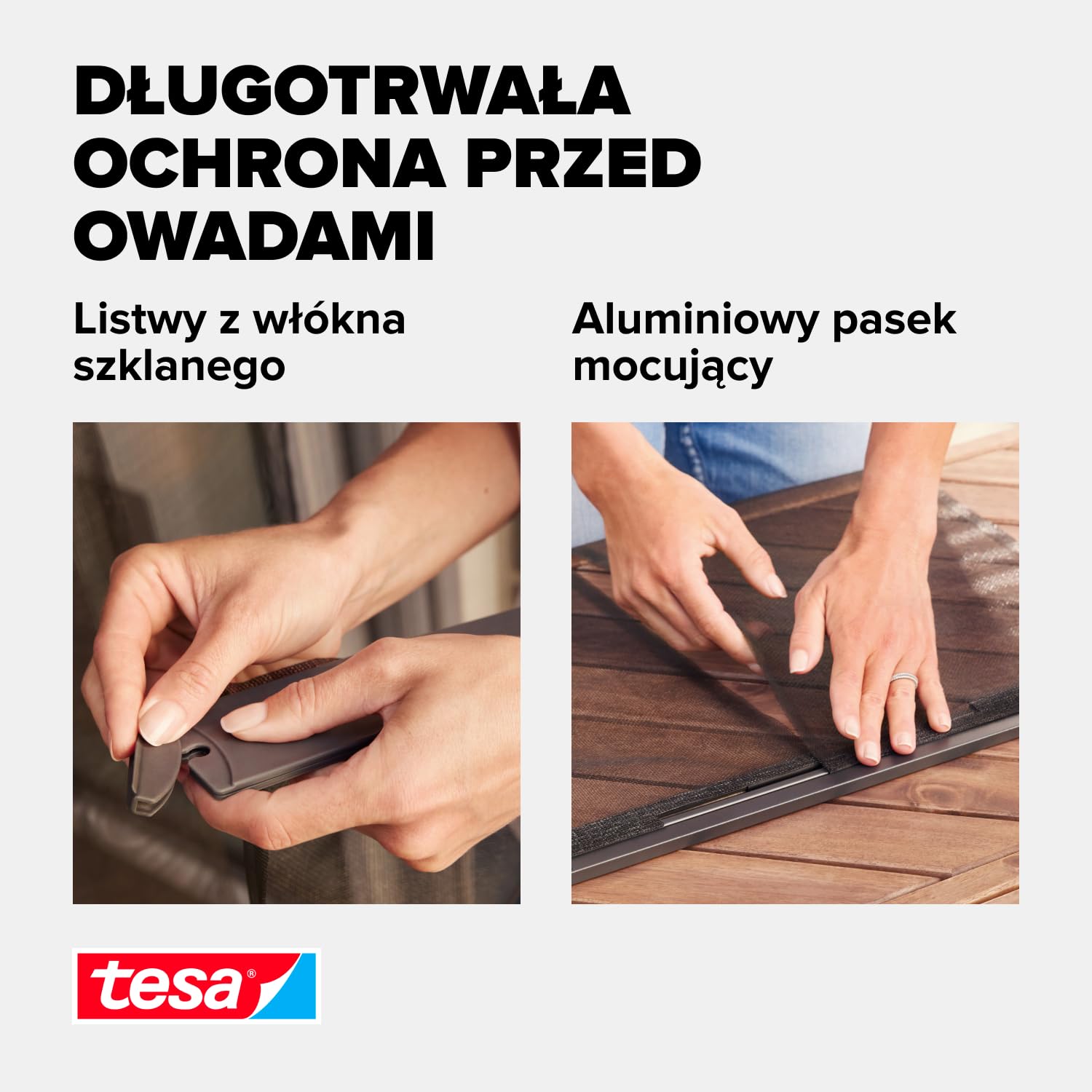 tesa INSECT STOP Aluminum Lamella Curtain Premium - teleskopowa moskitiera na drzwi balkonowe, bez wiercenia, antracyt - 95 x 220 cm