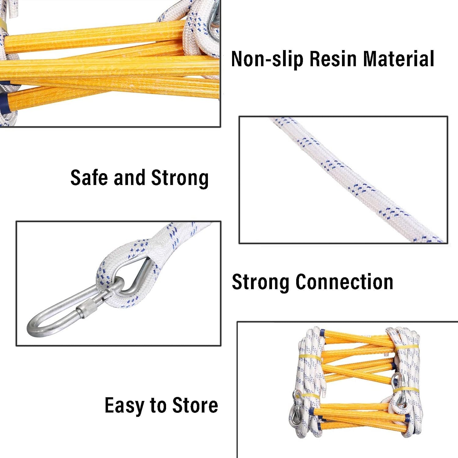 Rope Ladder Fire Escape Ladders 2-10 Storey Evacuation Safety Ladder,Emergency Fire Escape Ladder, for Indoor/Outdoor Weight Capacity up to 900Lb/8M/26.2Ft/5M/16.4Ft