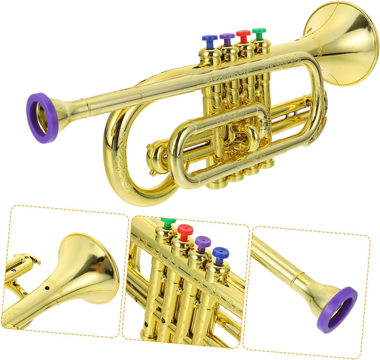 1pc Simulation Trumpet with Four Tones Music Fake Trumpet Model for Kids