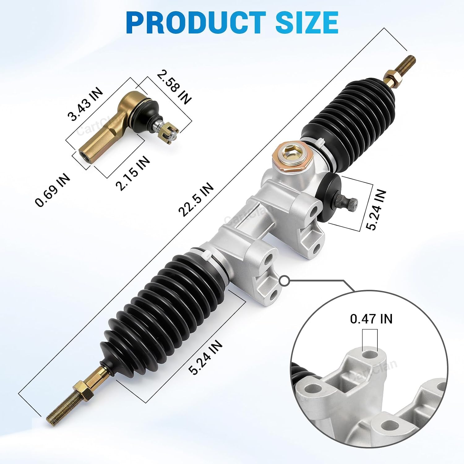G22 Steering Gear Box Assembly, Golf Cart Steering Gear Box Rack and Pinion Suitable for 2003-2007 Yamaha G22 Gas or Electric Cart, Replace OEM# JU0-F387E-00