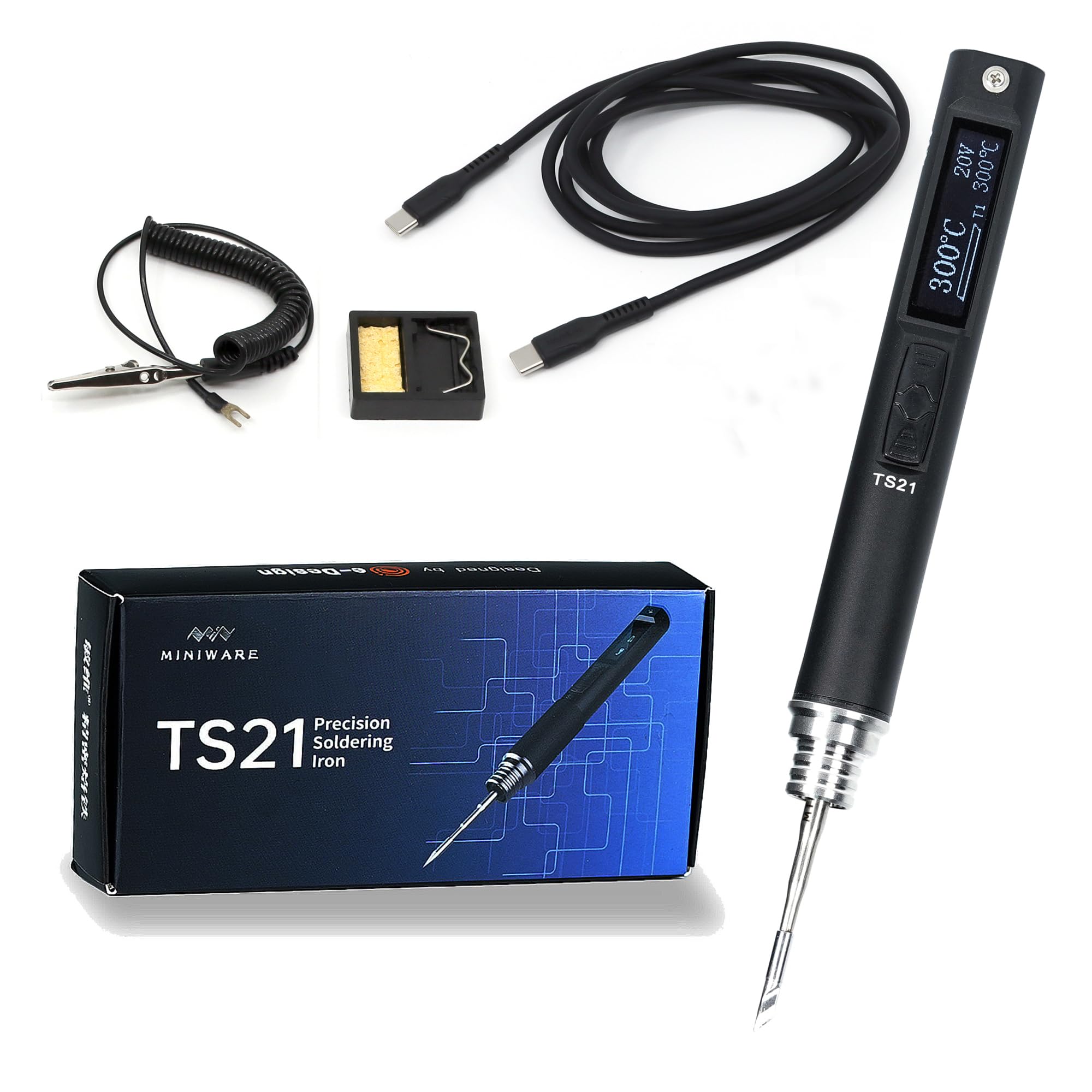 NovelLife TS21 Precision Soldering Iron Kit,Adjustable Temperature USB Electric Welding Station,Digital OLED Screen Display with KU Solder Tip, ESD