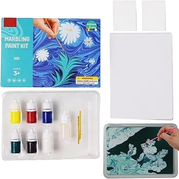 Marbling Painting Kit for Kids - Creative Marble Art Craft Set, DIY Water Psainting Supplies, Fun Educational Toy for Boys Girls Ages 6-12
