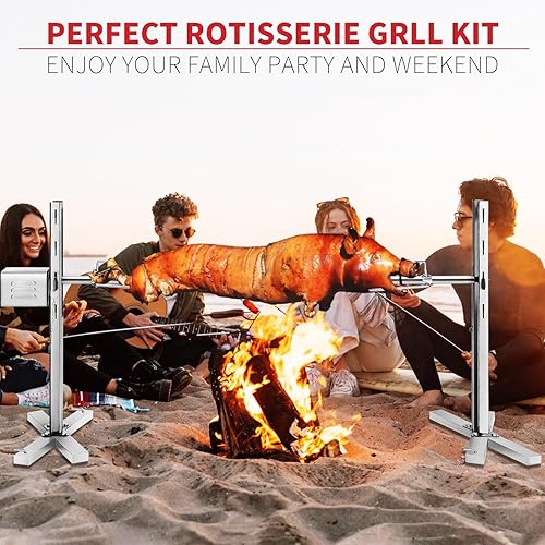 Miniatura 5 de Kit de parrilla eléctrica para asador, asador de cerdo de 90 libras, soporte de trípode de acero inoxidable, asador con capucha de cordero de cerdo