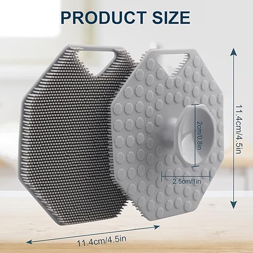 Miniatura 3 de DEBETOOL Limpiador corporal de silicona de grado alimenticio, cepillo de baño de ducha con agujero para colgar, paquete de 2 unidades exfoliante